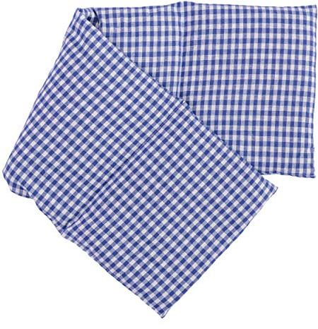 4-Kammer Bio-Dinkelkissen 20x60cm groß - Wärmekissen, Körnerkissen für Mikrowelle und Backofen, Bio-Dinkel, blau-weiß