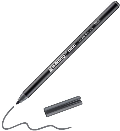 edding 1300 colour pen medium - grey - 1 pen - round nib 2 mm - felt pen for drawing and writing - felt pen for school, mandalas, bullet journals