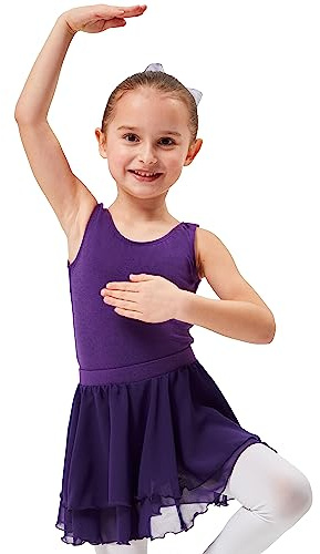 tanzmuster ® Ballettrock Mädchen - Elli - aus Chiffon zum Reinschlüpfen fürs Kinder Ballett in lila, Größe 116/122