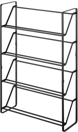 YAMAZAKI 2392 Frame 4Tiered Shoe Rack, Black, Steel, 53 x 17.5 x 80 cm