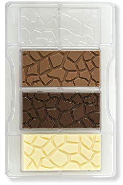 Decora 0050129 Stampo Professionale Cioccolatino Tavoletta Effetto Tartarugato, 4 Cavità, 85 x 42 x h 10 mm, In Policarbonato, Ideale per Realizzare Cioccolatini Lucidi e Croccanti, Design Professionale, Made in Italy
