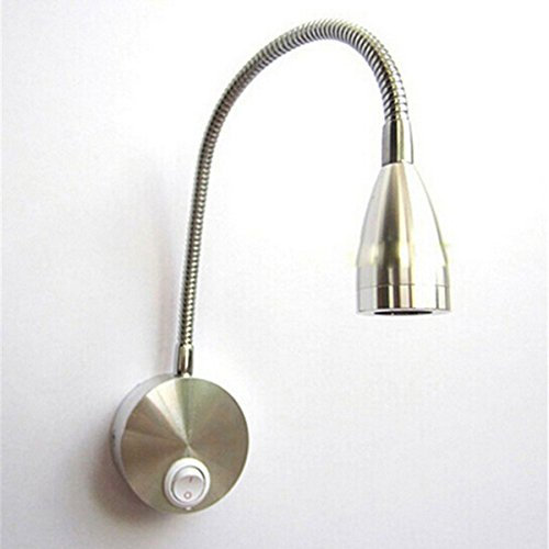Flexarm LED Wand leichte Lektüre LED Licht Nachttischlampe mit Schalter 85-265V 3W 360-Grad (warmweiß)