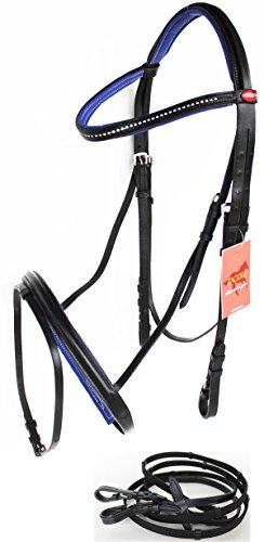 CHALLENGER Horse English Padded Leather Jumping Adjustable Bridle Full 803460NVF