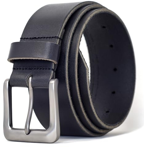 Ashford Ridge Men's Full Grain Leather Belt - Heavy Duty 1.5 Casual & Work Leather Jeans Belt with Matte Metal Buckle - Made in England