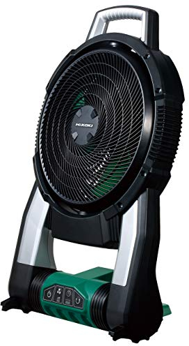 HiKOKI Akku Ventilator UF18DSALL0Z - 18 V - Akku- und Netzventilator leise, Hybridfunktion, Timer, Schwenkfunktion, 2 Lüftungsmodi, tragbar - Ideal für Werkstätten und Baustellen