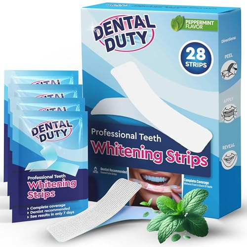 Dental Duty Teeth Whitening Strips – 28 Strips (14 Treatments) – Gentle Carbamide Peroxide Whitening – Removes Coffee, Tea & Wine Stains – Enamel Safe