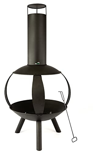 MaxxGarden - Fornello da Giardino, Focolare con Griglia in Acciaio, Fornello da Patio - Colore Nero (Ø58 x 135 cm)