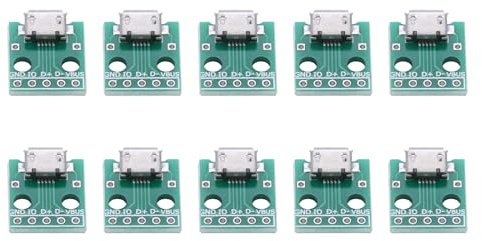 Garosa Micro USB Adaptateur 10 Pièces Connecteur PCB Dip 5 Broches 2.54mm Pitch USB Type A pour Ingénieurs et Passionnés Électronique avec 5000 Cycles de Durée de Vie et Connexion Stable