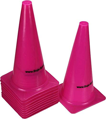 Boje Sport - 10er Set Markierkegel, 38 cm, Farbe: pink, für das Fußballtraining, Trainingshilfen, Leitkegel, Inlineskating, Reitsport und Agility Hundesport, Leichtathletik