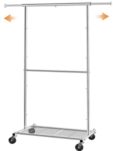 Simple Trending Clothing Garment Rack, Extendable Clothes Rack, Chrome