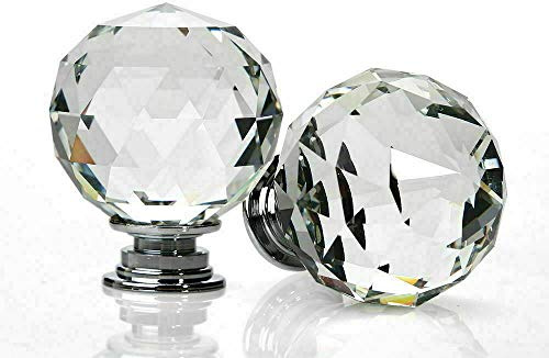 HoitoDeals 30MM Clear Crystal Diamond Glass Door Knobs for Cupboard Drawer Furniture Handle Cabinet