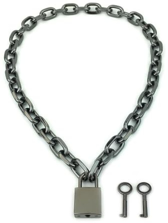 Succuba Padlock Necklace Chain Collar Choker with Two Keys and Box for Women, Men and Pet