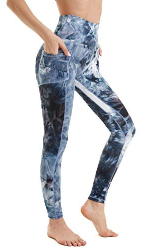 AMYTIS Sport Leggings Damen High Waist Yogahose mit Taschen Lang Sporthose Blickdicht Leggins Fitness Sportleggins