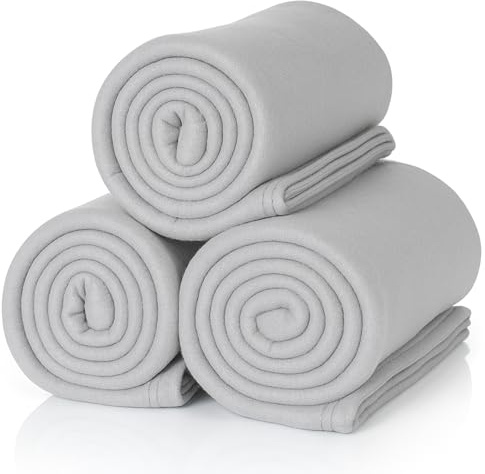 ALCLEAR A3PG Fleecedecken Set, 3 Stück, 130x160 cm, platingrau, weich | über 200 g/m², Oeko-Tex zertifiziert, Sofadecke, Wohndecke, Picknickdecke, Überwurf, fusselfrei, pflegeleicht, warm
