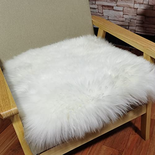 Champlus Genuine Sheepskin Chair Pad, Sheep Skin Fur Pad, Real Lambskin Seat Cushion, 1pc, Ivory