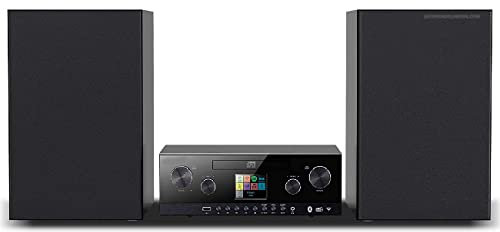 Suinga Kit de musique, mini chaîne Bluetooth WiFi Dab, 2 x 50 W de puissance de sortie, couleur noire.