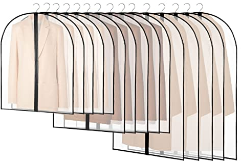 AZKEEGREY 15 Stück Kleiderschutzhüllen Lang 120/100/80 x 60cm, Transparent Kleidersäcke mit Reißverschluss, Kleiderhüllen für Anzüge, Mäntel, Kleider, Hemden