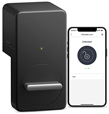 SwitchBot Smart Lock, Bluetooth Electronic Deadbolt, Keyless Entry Door Lock for Front Door, Compatible with WiFi Bridge (Sold Separately), Fits Your Existing Deadbolt,for Airbnbs Vacation Rentals