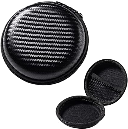 Custodia Auricolari, Custodia per Cuffie, custodia per auricolari, custodia di immagazzinaggio con cerniera rigida custodia protettiva, Custodia Rigida Protettiva da Viaggio- Nero fibra di carbonio
