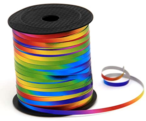 480 Meter Bunt Glitzer Geschenkband, Ballonband Regenbogen Ringelband, Ballonschnur für Party Dekoration