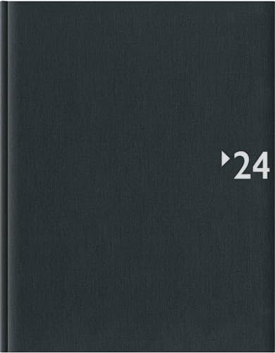 Wochenbuch anthrazit 2024 - Bürokalender 21x26,5 cm - 1 Woche auf 2 Seiten - 128 Seiten - mit Fadensiegelung - Leinenoptik - Notizbuch - 732-2621
