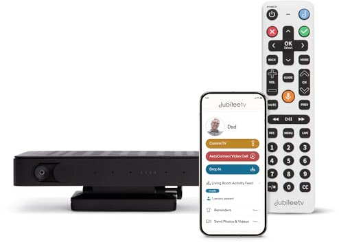JubileeTV Remote Care System for Seniors — Stay Connected Through Their TV | Control TV Remotely from Your Phone | Video Calls, Reminders & Monitoring | Simple Setup + Voice Remote