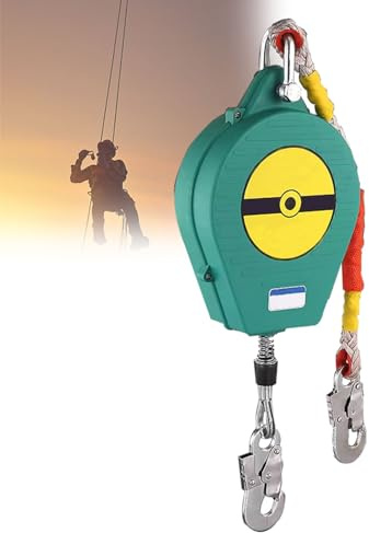 Höhensicherungsgerät 3m/5m/7m/10m/15m/20m, Absturzsicherung Seil für Dachdecker, Selbsteinziehendes Rettungsleinenkabel mit Pufferfeder und Haken Aus Legiertem Stahl, Belastung: 150kg(Size:10m)