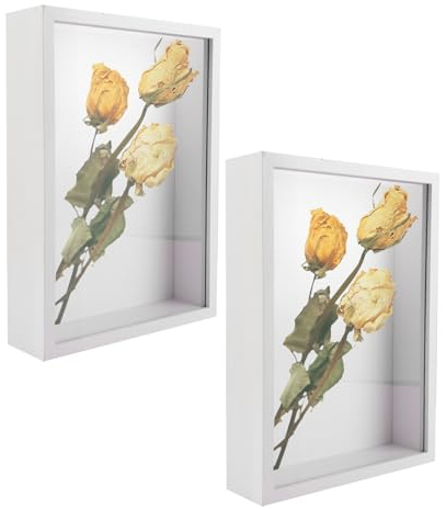 APACALI 2 Stück Bilderrahmen Tief zum Befüllen, 20x30CM 3D Bilderrahmen zum Befüllen, Tiefer Rahmen für Objekte, 3D Rahmenmit Glas Rahmen Transparente , Weiß Objektrahmen zum Befüllen für Deko Wand