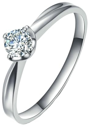 ANAZOZ Solitärring Weißgold 750 Damen, Hochzeit Ringe Damen Echtschmuck mit Labor Diamant 0,2 Karat größe 51 (16.2)