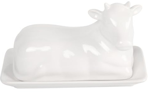 jinsongdafa Butter Dish with Lid, Porcelain Butter Keeper, Butter Holder with Cover, Butter Container Perfect for high-end Restaurant, Hotel or Decoration, 7.4 Inch