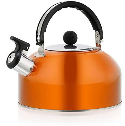 Bouilloire à thé Cuisinière Sifflement Sifflement Bouilloire à Gaz en Acier Inoxydable Accueil Léger Bouilloire 3L Bec Rétro Traditionnel for Plaque de Cuisson ou Cuisinière Cafetière(Orange)
