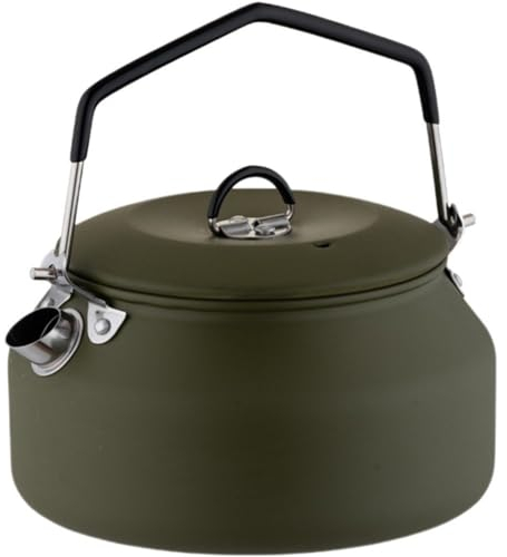 Glixoft Théière Sifflante 1l, Bouilloire, Bec Verseur Poignée Résistante À Chaleur, pour en Plein Air, Camping, Cuisine