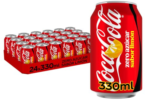 Coca-Cola Zero Azúcar Limón, Refresco Cola, Pack 24 x 330 ml | Bebida de cola sin azúcar y sin calorías, sabor limón, excelente para casa, fiestas y reuniones