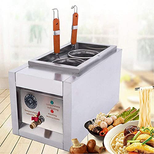 XFQZJG Máquina para cocinar Pasta con 2 Orificios, Herramienta para cocinar Pasta con Control preciso de Temperatura, Olla eléctrica para Pasta, Espagueti, Fideos, hervidor de Pasta con 2 cestas