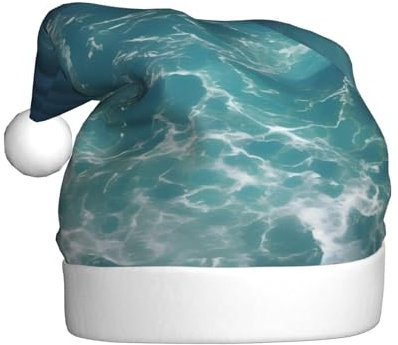 WBQLSL The Deep Ocean Weihnachtsmütze für Erwachsene, 39,9 cm hohe Plüsch-Weihnachtsmütze, Unisex, dekorative Mütze, Weihnachtsmann, Weihnachten, Halloween-Party