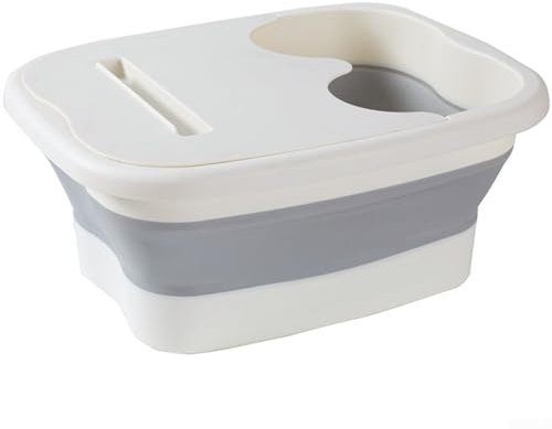Folding Foot Bathtub Foot Bucket, Soak Basin Feet Massage Bucket, Foldable Foot Bath Bucket, Tub Massage Tub Pedicure Bucket, For Home Spa Outdoor Travel(White)