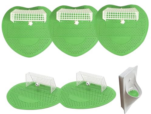 Urinal Screen Anti Odor Football Male Toilet Cleaner Splash Guards Soccer Goal Filter Mats Green 5PCS..