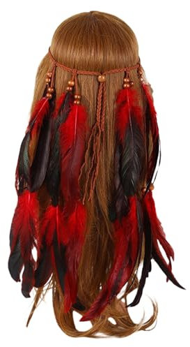pxjsdwe kostüm papagei kinder, Feder Haarschmuck Haarreif Damen Vintage Cocktail Feder Kopfschmuck Abschlussball Feder Stirnband Karneval Party Fascinator-Hut Regenbogen Hochzeit Feder Haarschmuck