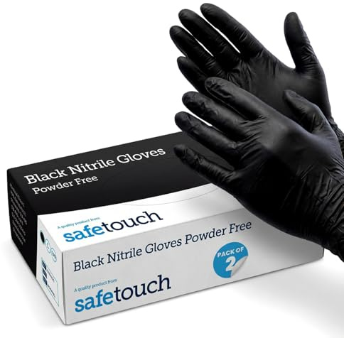 Just Health Disposables Black Nitrile Gloves, M, 200ct - Medical Grade | Latex-free, powder-free nitrile — for catering, cleaning, and healthcare-adjacent use.