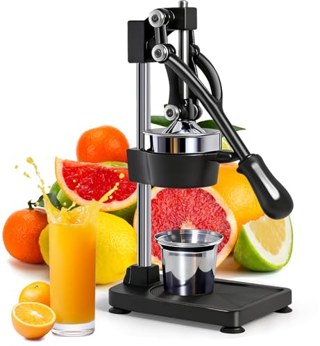 Manual Citrus Juicer|Commercial Hand Press| Heavy Duty Countertop Squeezer for Fresh Orange Lemon Juice|Easy to Use & Clean (balck)