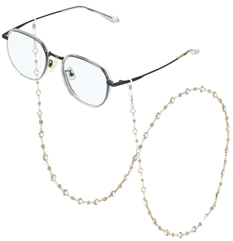 sourcing map Brillenkette für Damen, Brillenkette mit Umhängeband, Kristall, Brillenhalter, Augenschutz, Anti-Verlust-Augenglashalter