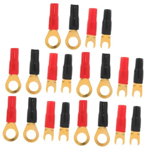 Ciieeo 20pcs Insulated Car Radio Speaker Wire Terminal Connectors with Fork and Ring Shapes Made of Copper and Brass for Excellent Conductivity, for Car Audio Modifications