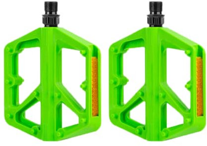 CERFFOOL Mountainbike-Pedale aus Nylon, doppelt versiegelt, Pedale 9/16 Zoll mit Reflektoren, Nägel, rutschfest, für Rennrad, MTB, Zubehör für Fahrräder (grün)