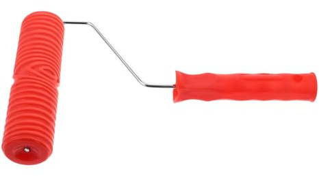 7 Zoll Farbroller Rot mit Geradem Maserungsmuster mit Muster | Kunststoffgriff, Gummi Metall, für Textural Coating und Multi Schicht Coating, Selbstgemacht Wanddekoration Zufälliger Stil