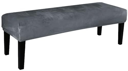 GANILITY Copri Panca Universale Da Pranzo, Elasticizzato Rivestimento per Panca da Pranzo, Rivestimento in Peluche Rimovibile con Cinghie Fisse, per la Sala Home Cinema (Grigio Scuro)