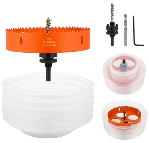 6 Hole Saw for Recessed Lights, 6 Inch Bi-Metal Hole Cutter Kit with Dust Bowl Catcher for Led Recessed Lighting 6 Inch, Ceiling, Wood, Drywall and Plastic