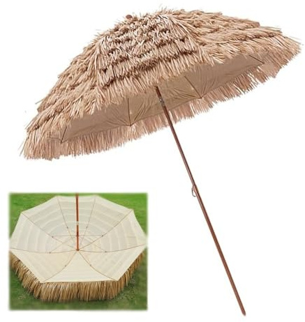 Parasol de Plage hawaïen en Paille 1,6 m/2 m/2,4 m, 8 Baleines, léger, Protection UV, idéal pour la détente en extérieur, Le Jardin et la Plage