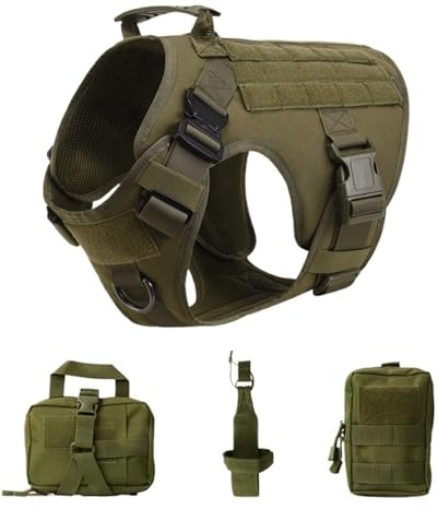 Vest Pet Hundegeschirr und Leine, Set für alle Rassen, Deutscher Schäferhund, Golden Retriever, Grün, 4-teiliges Set, L (30–40 kg)