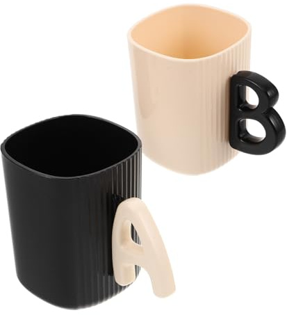 WOONEKY Juego de 2 Vasos para Cepillos de Dientes Portátiles de PP Diseño Elegante y Moderno, Ideales para Dormitorio y Hotel, Resistente E Irrompible