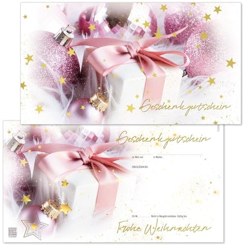 GESCHENKGUTSCHEINcom - 10 Blanko Geschenkgutscheine - Formular mit Vordruck für Weihnachten Weihnachtsmotiv X12035-10-V2